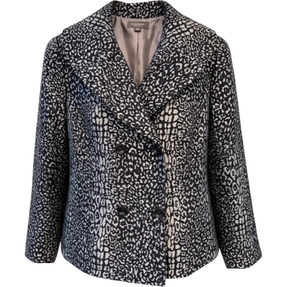 Liz Claiborne Suits Woman Silver Black Animal Print Blazer Jacket 22W